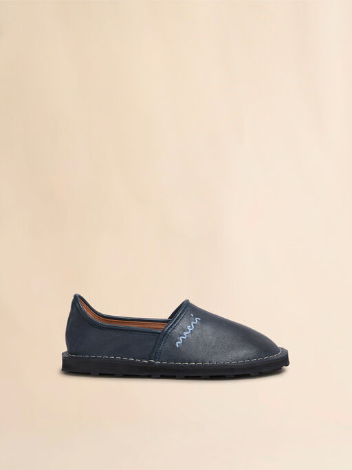 Blue leather slip-on loafer with Marni Symbol - Mocassin