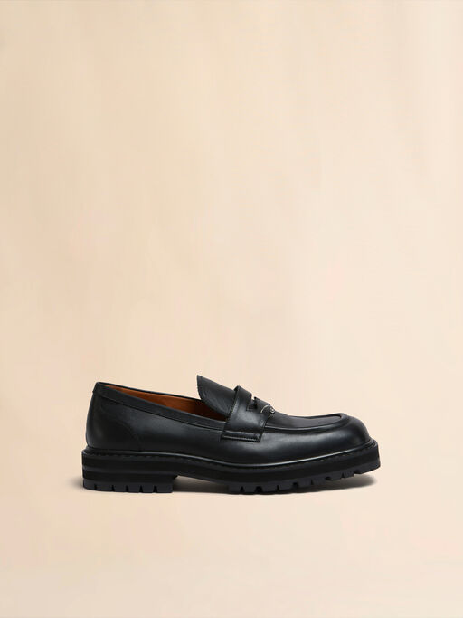 Mocasín grueso Piercing 2.0 de piel negra - Zapatos con cordones