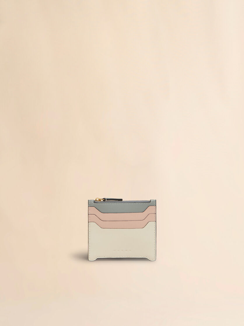 Blue, light blue, and beige leather Trunkaroo cardholder - Wallets - Image 1