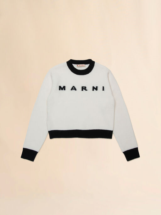 Colorblock wool-cashmere blend crewneck sweater - Knitwear