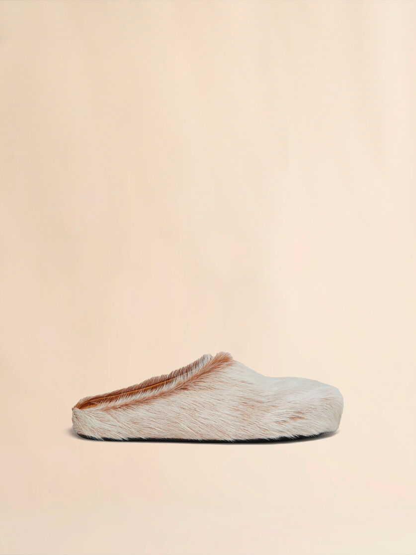 Blue-grey long hair calfskin Fussbett sabot - Clogs - Image 1