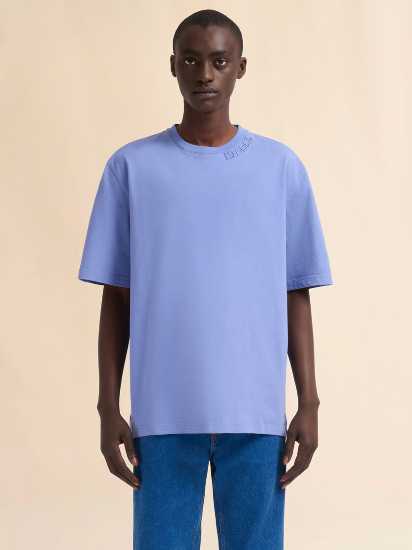 Light blue organic cotton oversized T-shirt with Marni patches - Shirts - Image 2