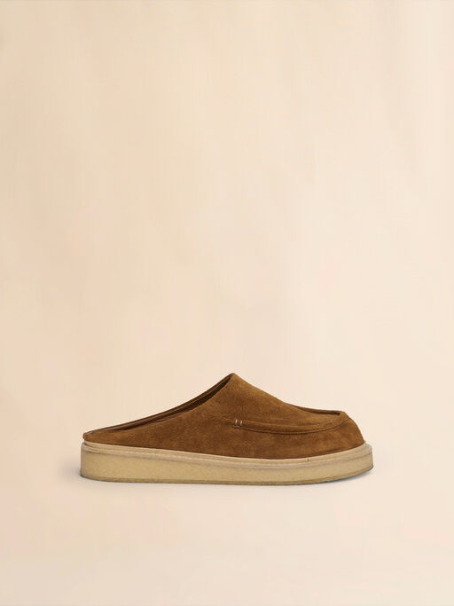 Brown suede sabot with para rubber sole - Clogs