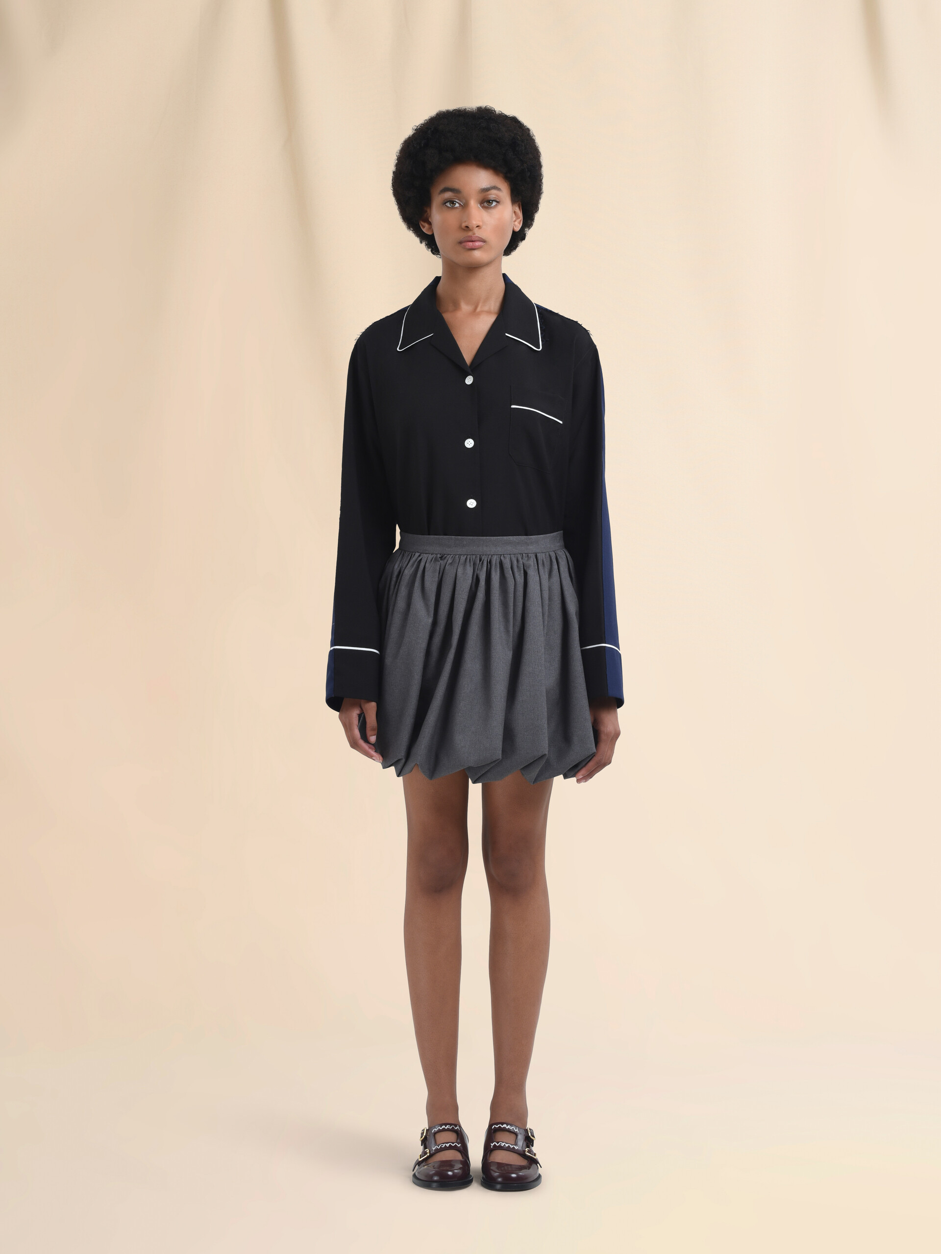 Grey wool balloon Miniskirt - Skirts - Image 2