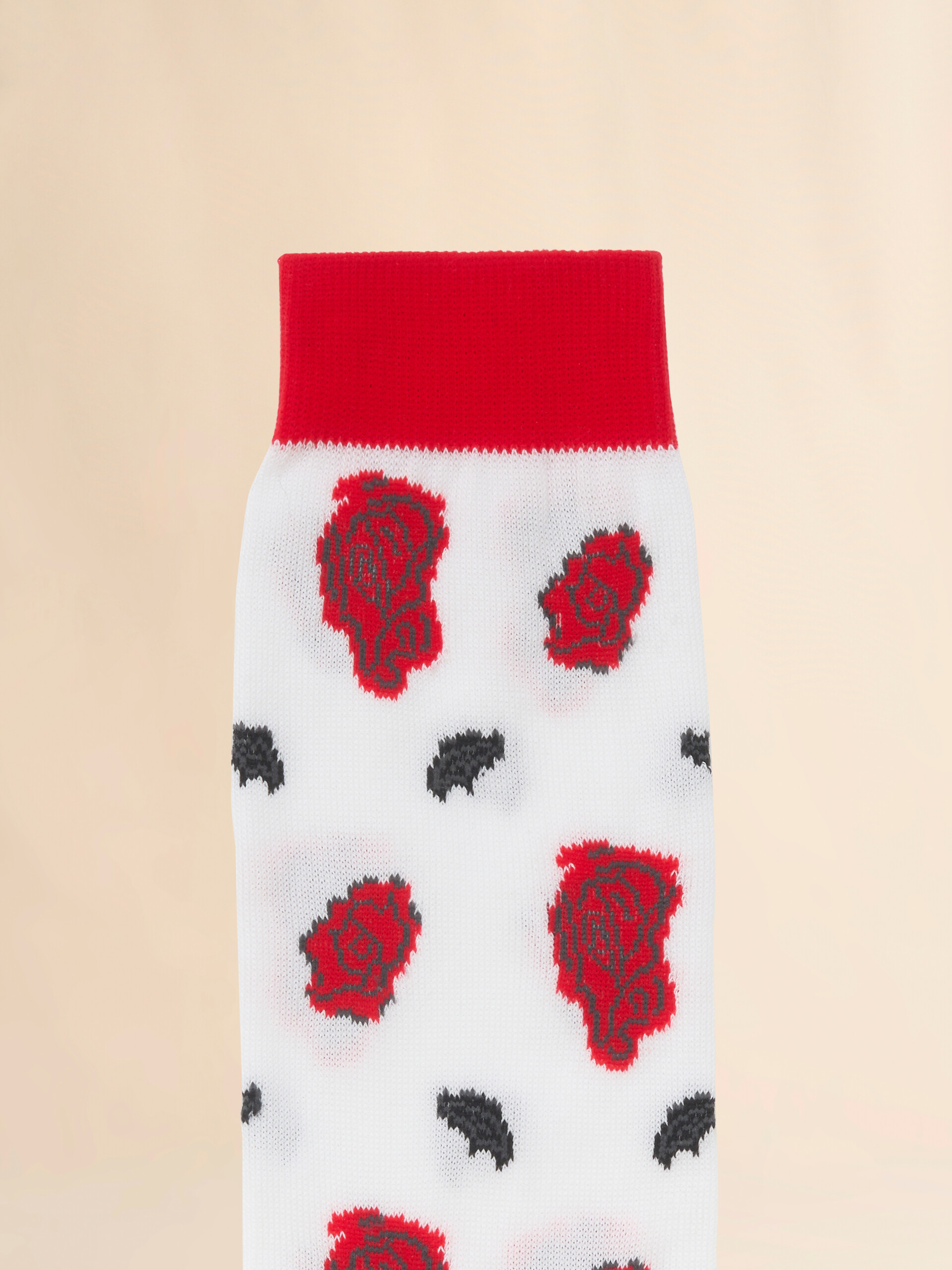 Black stretch cotton socks with floral intarsia - Socks - Image 3