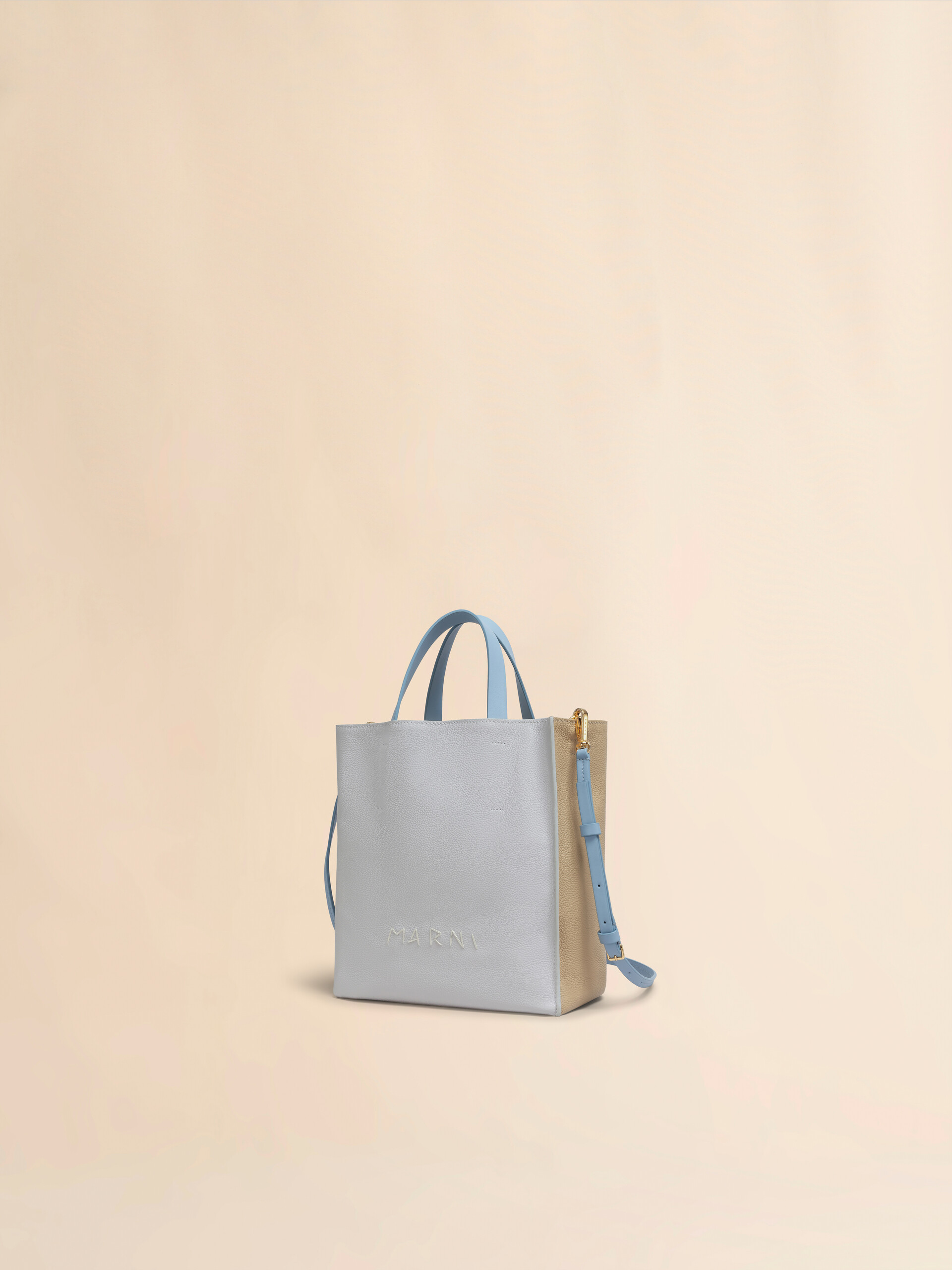 Minibolso Museo Soft de piel marrón y color marfil con bordado Marni Mending - Bolsos shopper - Image 4