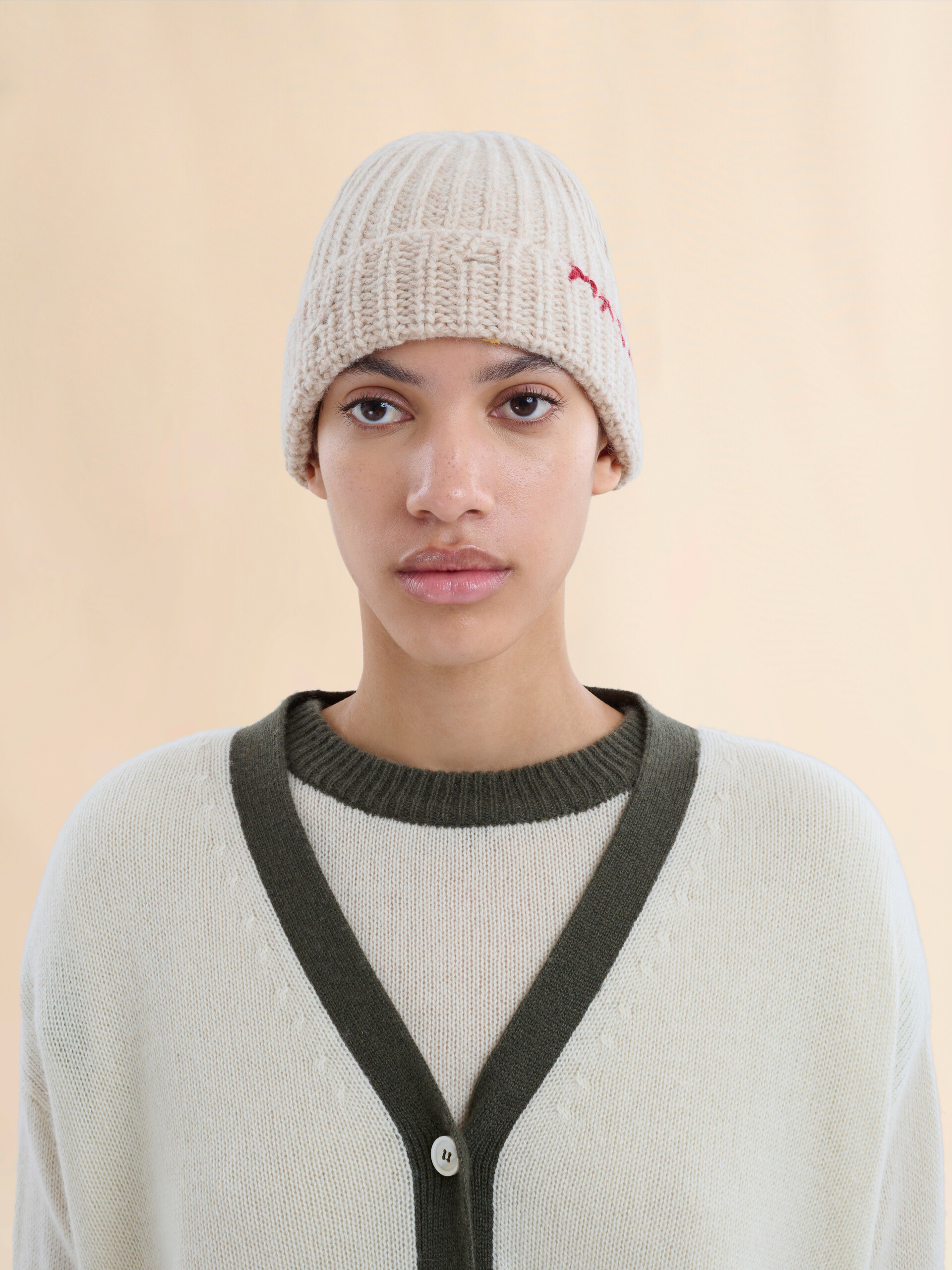 Blue Shetland wool beanie with Marni Mending - Hats - Image 2