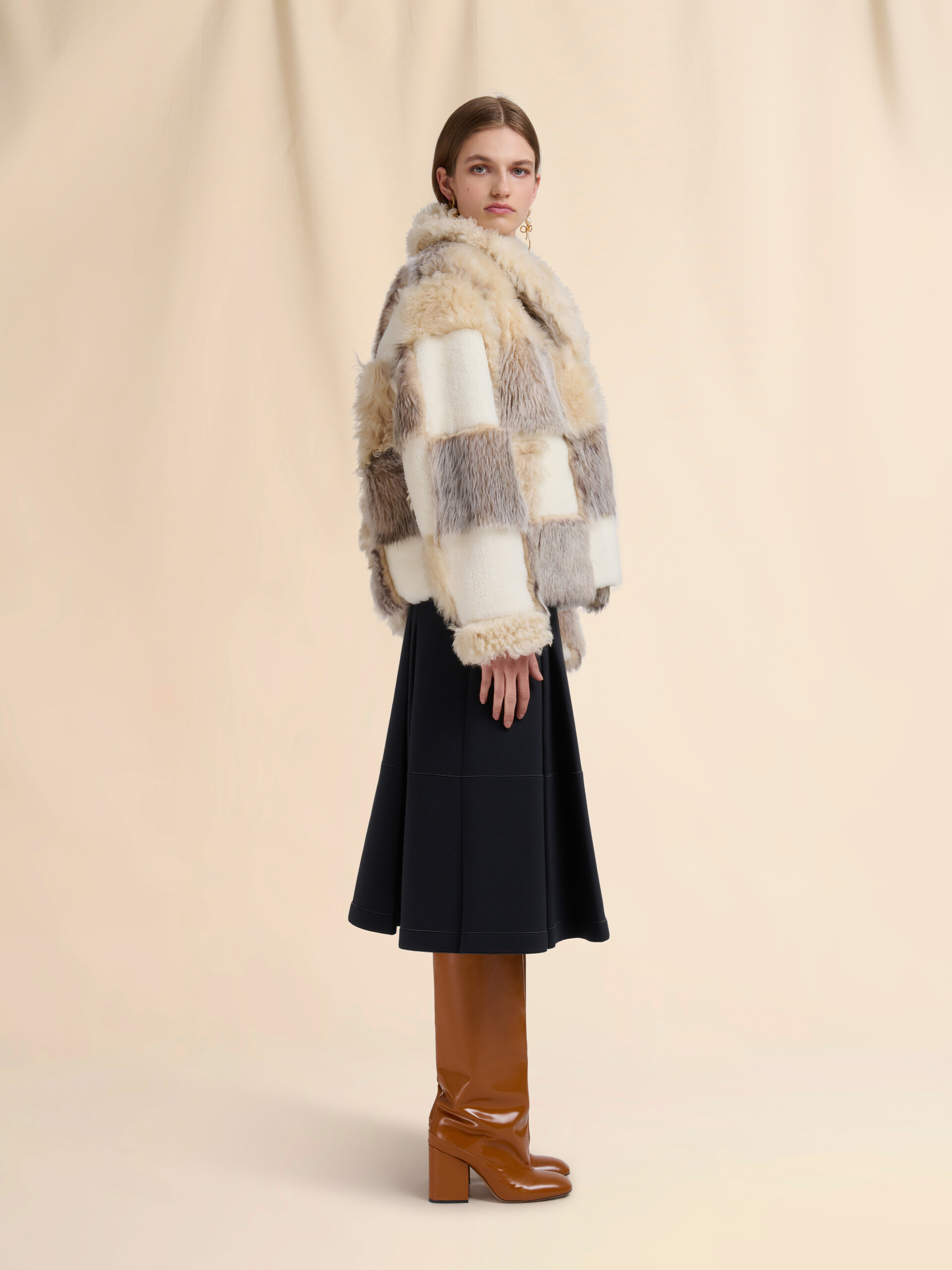 Cream mixed shearling jacket - Jackets - Image 6