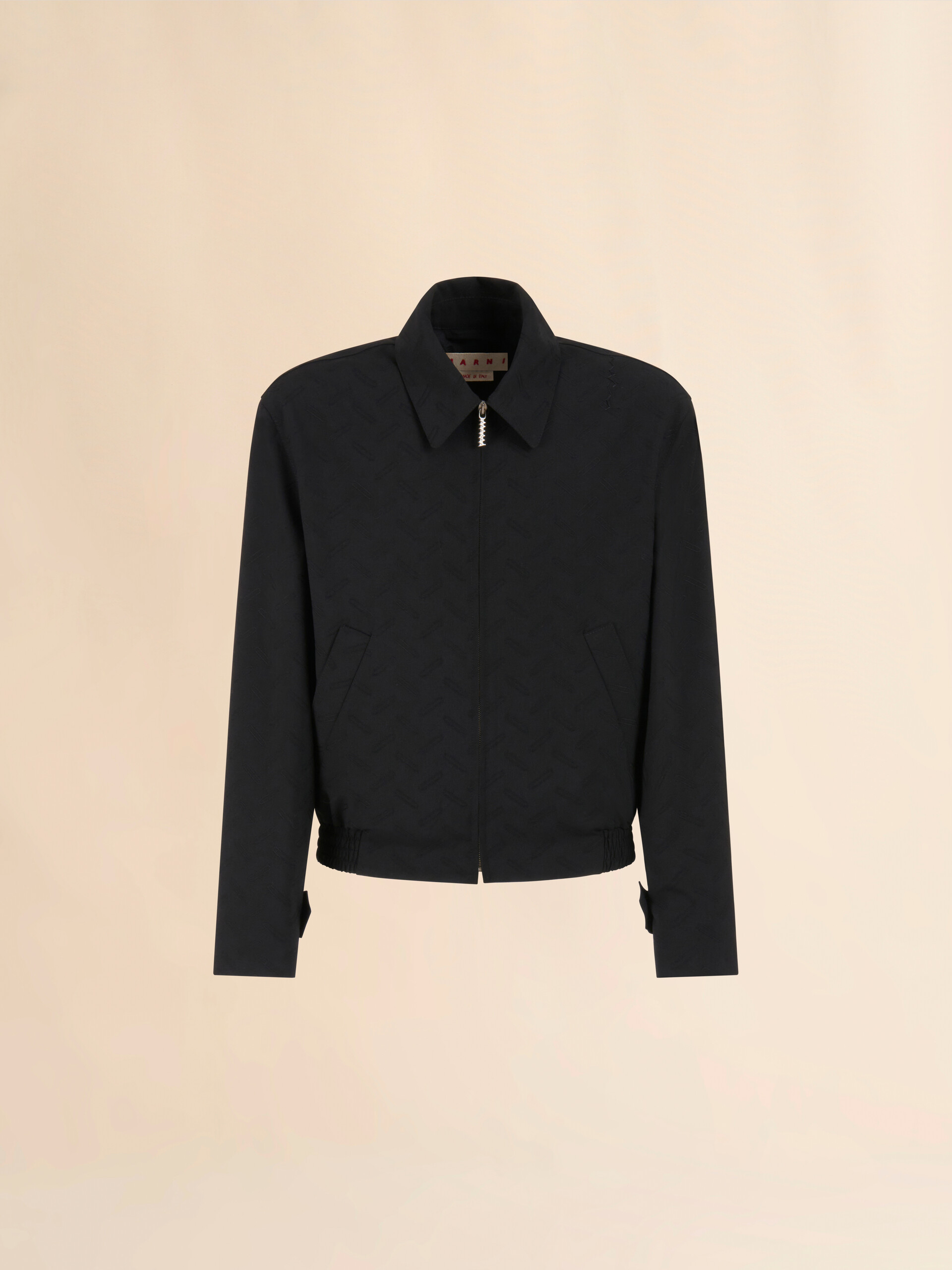 Giacca in lana nera con motivo coriandoli jacquard - Giacche - Image 1