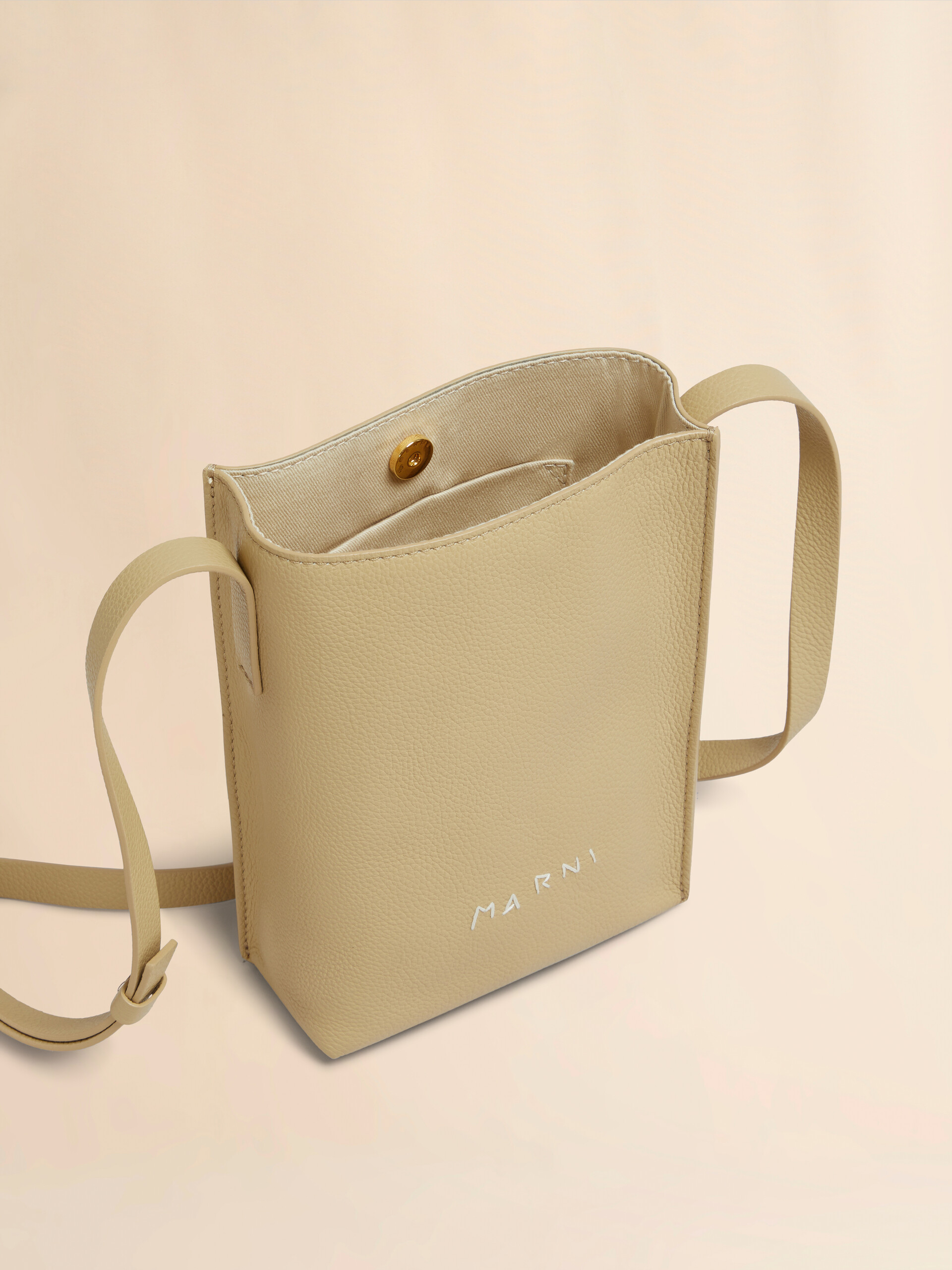 Black leather Museo Nano Bag with Marni Symbol embroidery - Shoulder Bags - Image 3