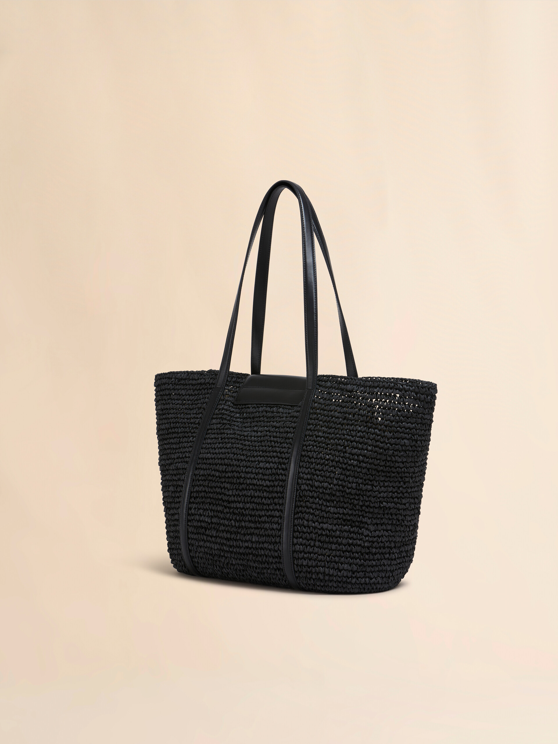 Medium black raffia-effect Trunkaroo beach bag - Shopping Bags - Image 3