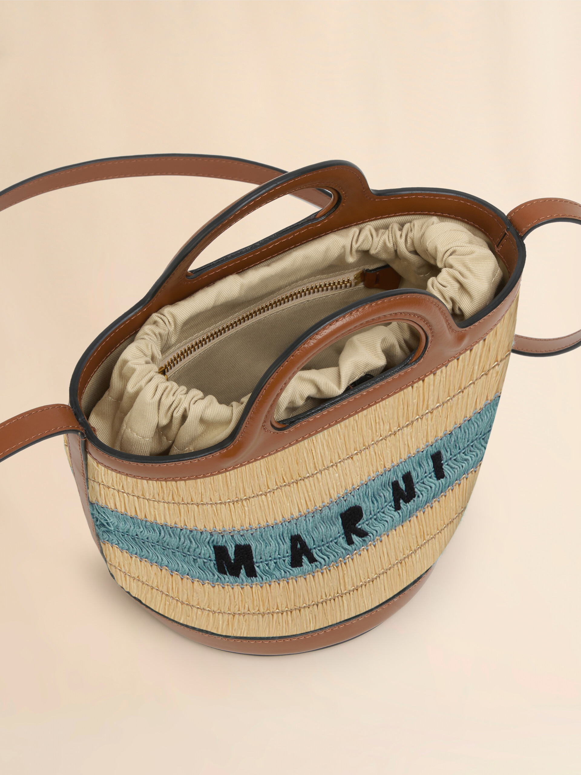 Raffia effect and blue crochet Tropicalia mini bucket bag - Shoulder Bags - Image 4