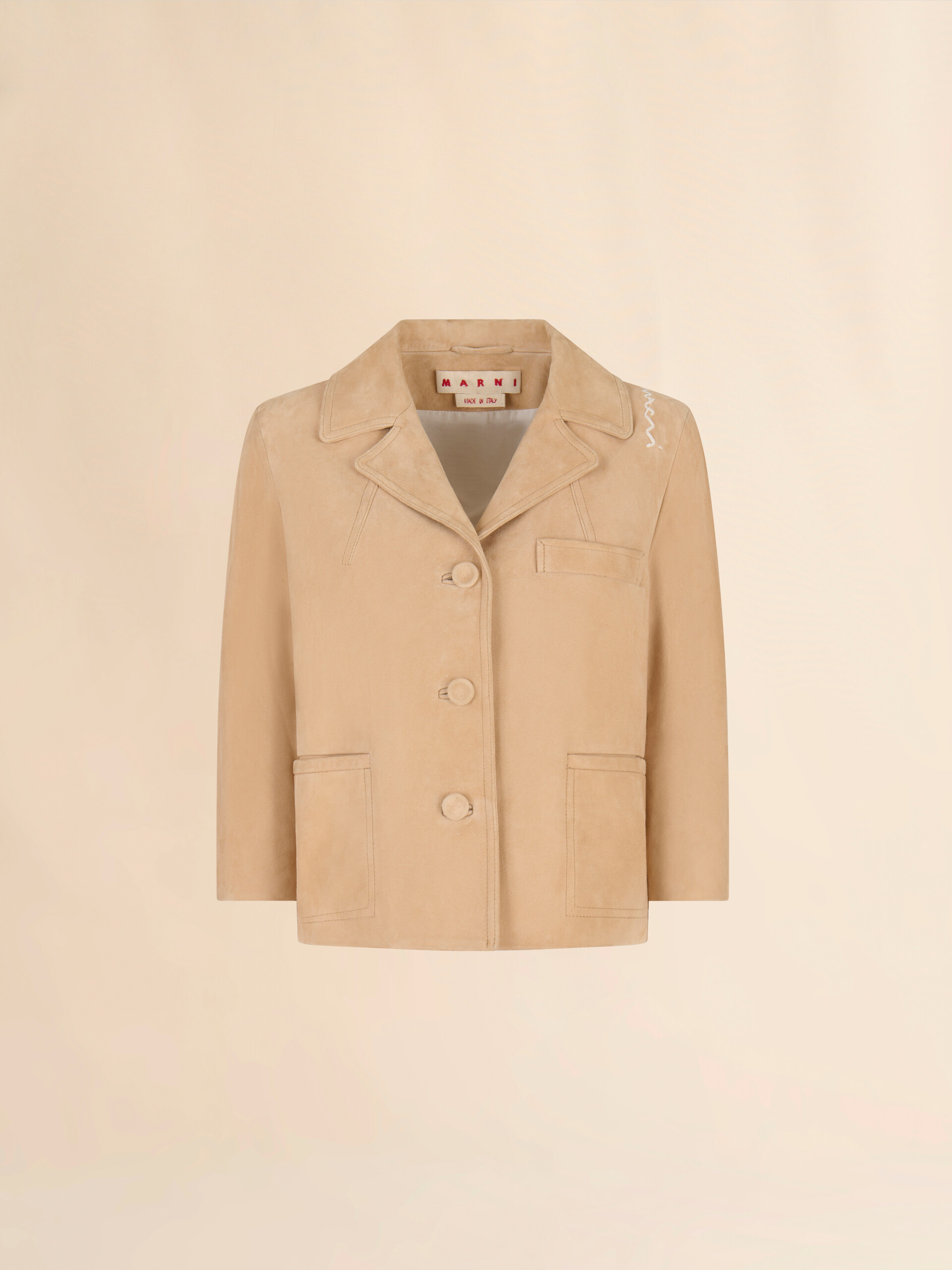 Camel suede boxy jacket - Jackets - Image 1
