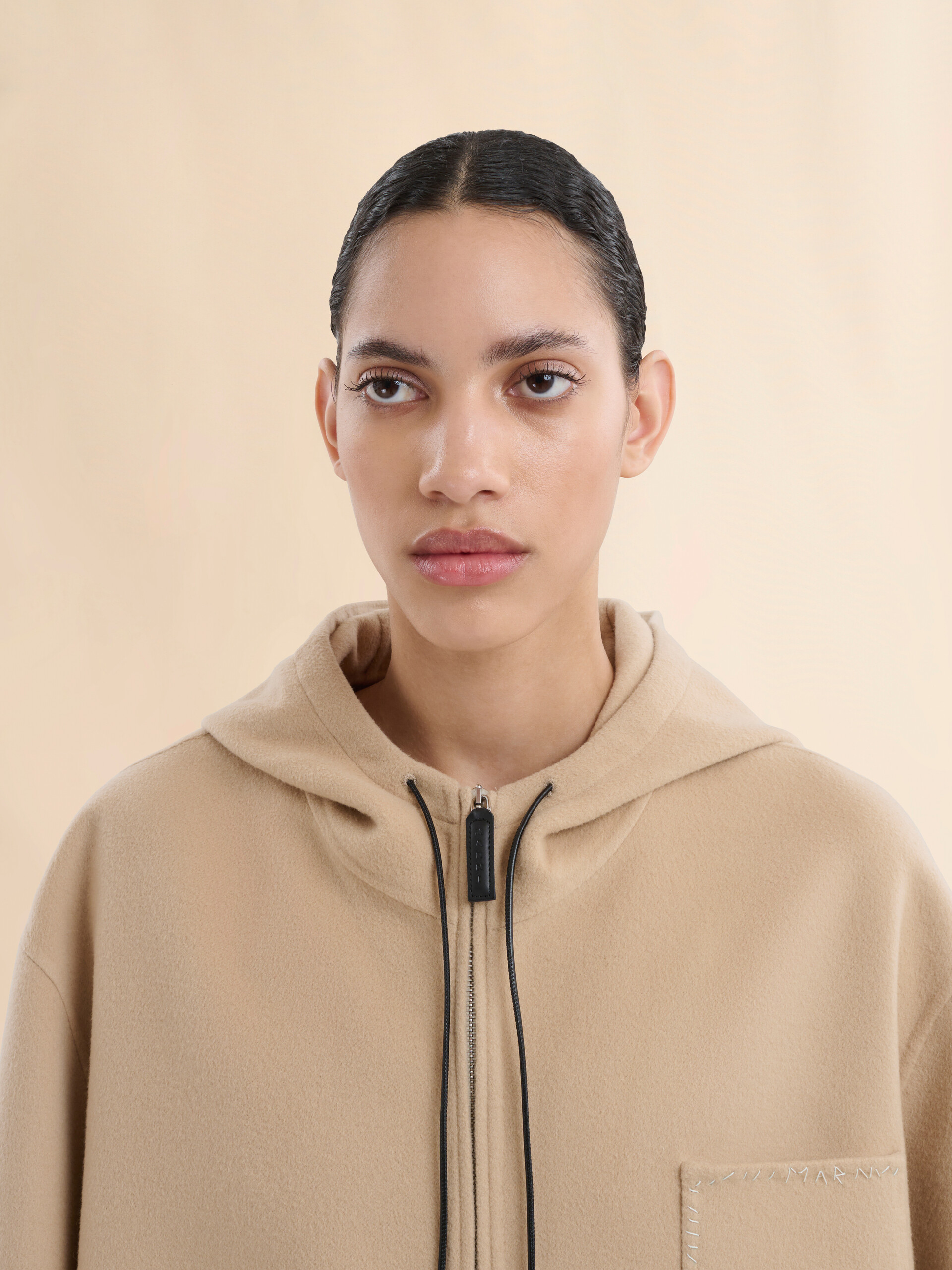 Black wool-cashmere parka with Marni Mending - Jackets - Image 4