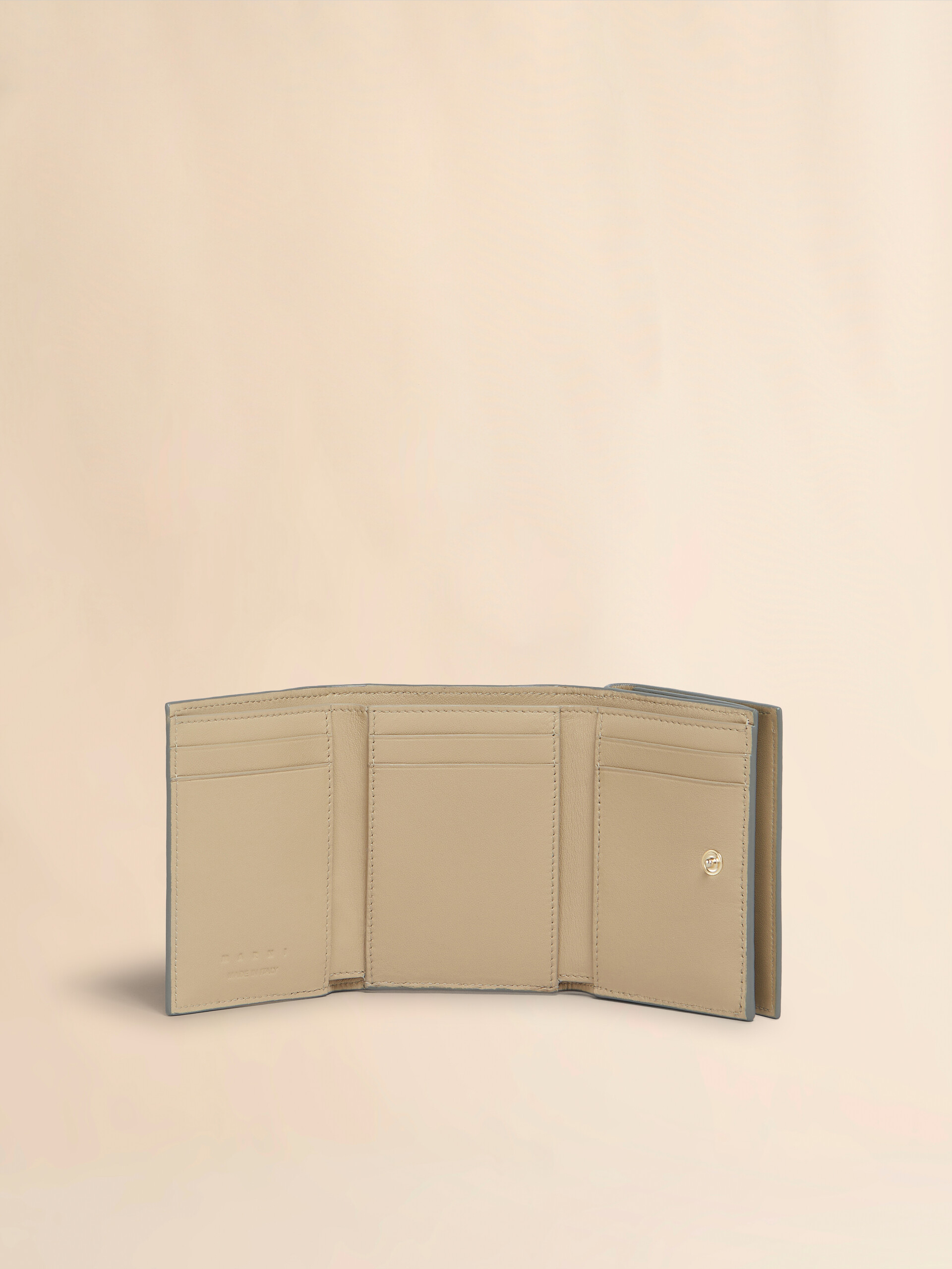 Light blue leather trifold wallet with Marni Mending embroidery - Wallets - Image 2