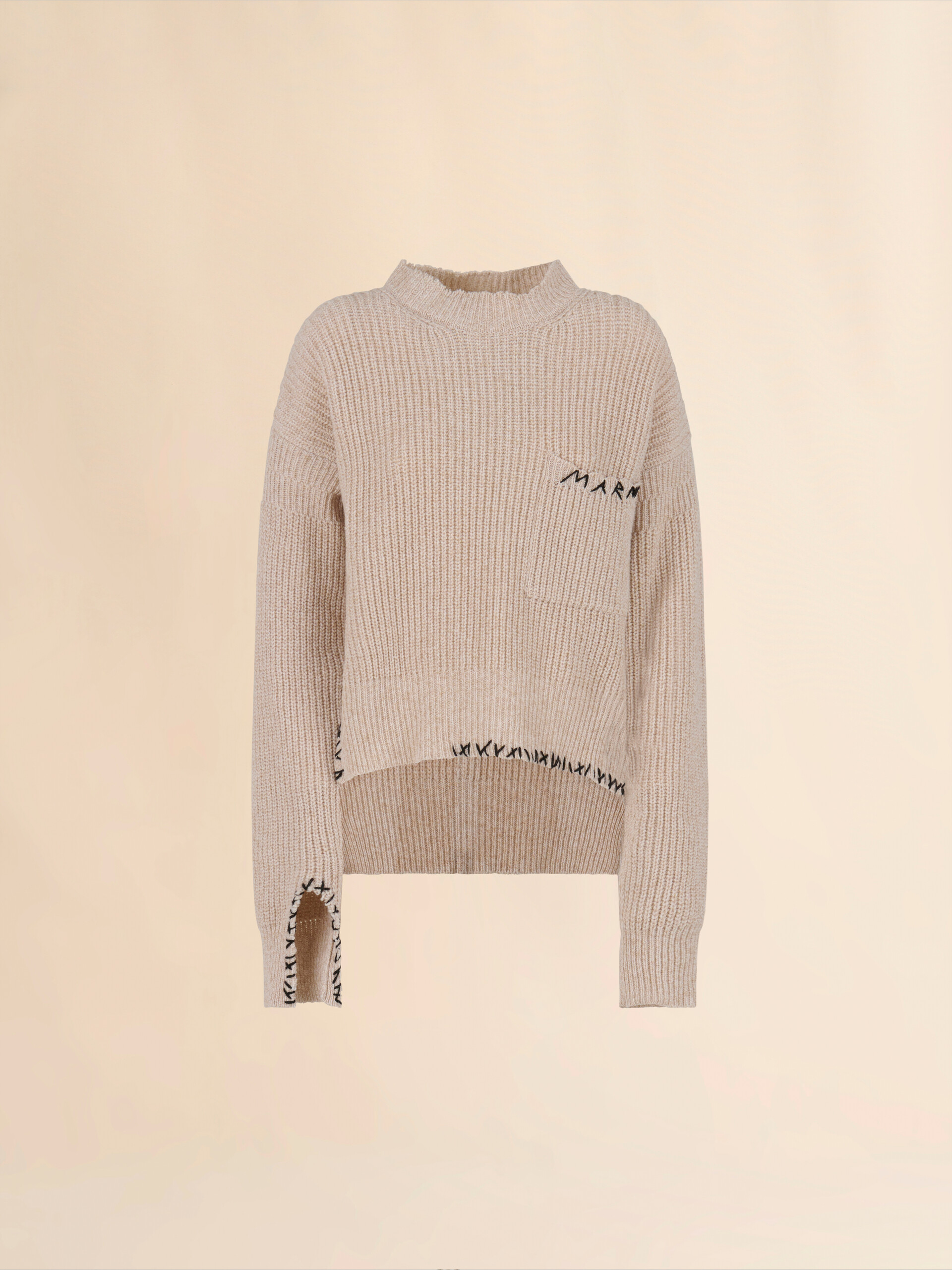Oat mouliné wool jumper with Marni Mending - Pullovers - Image 1