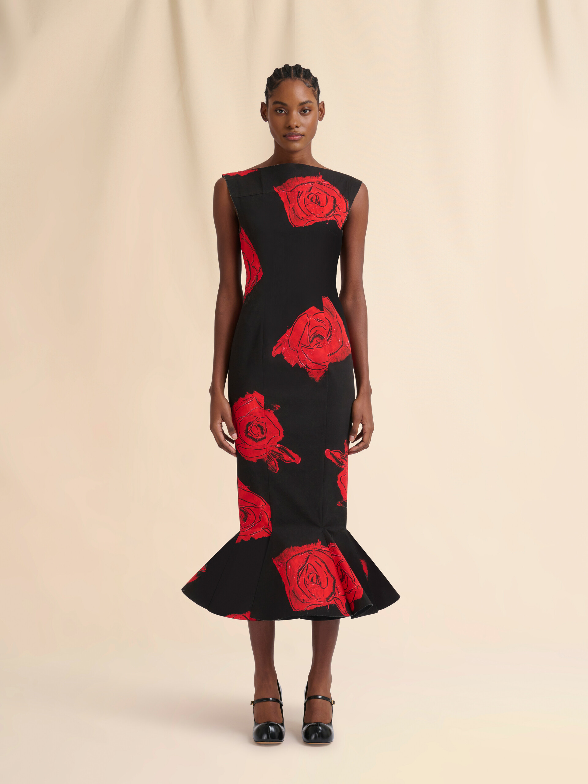 Black poplin dress with Juno print - Dresses - Image 2