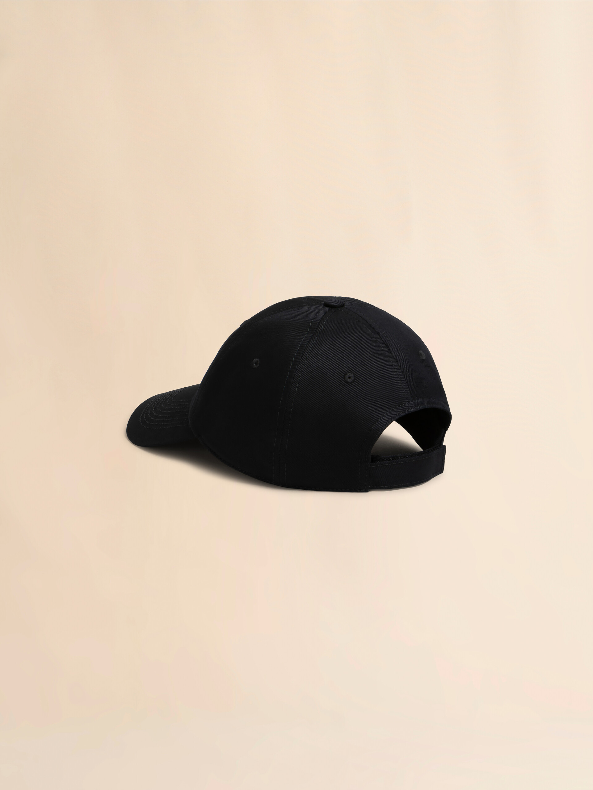 Black organic gabardine baseball cap with embroidered logo - Hats - Image 3