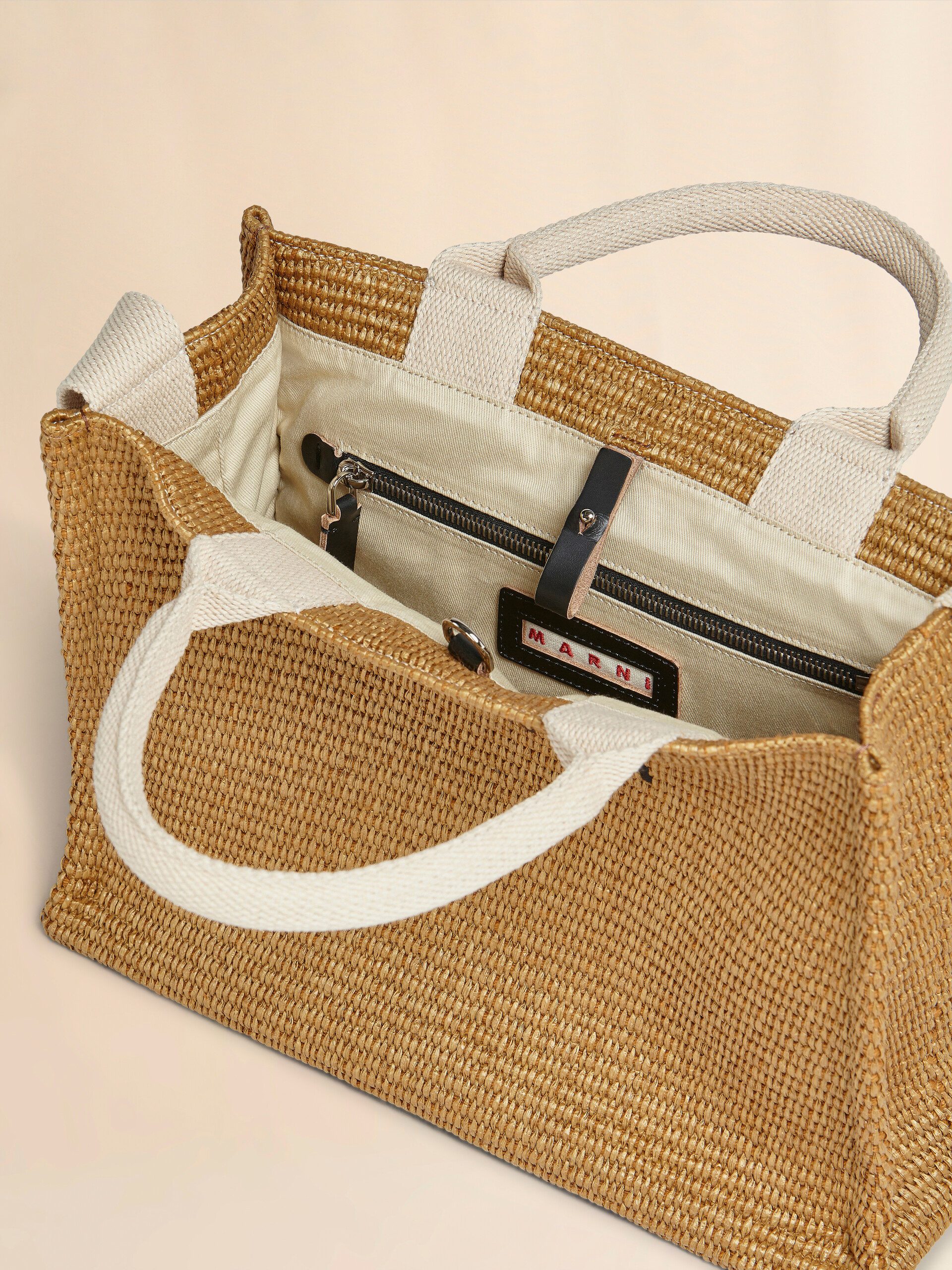 Bolso tote pequeño rosa efecto rafia - Bolsos shopper - Image 3