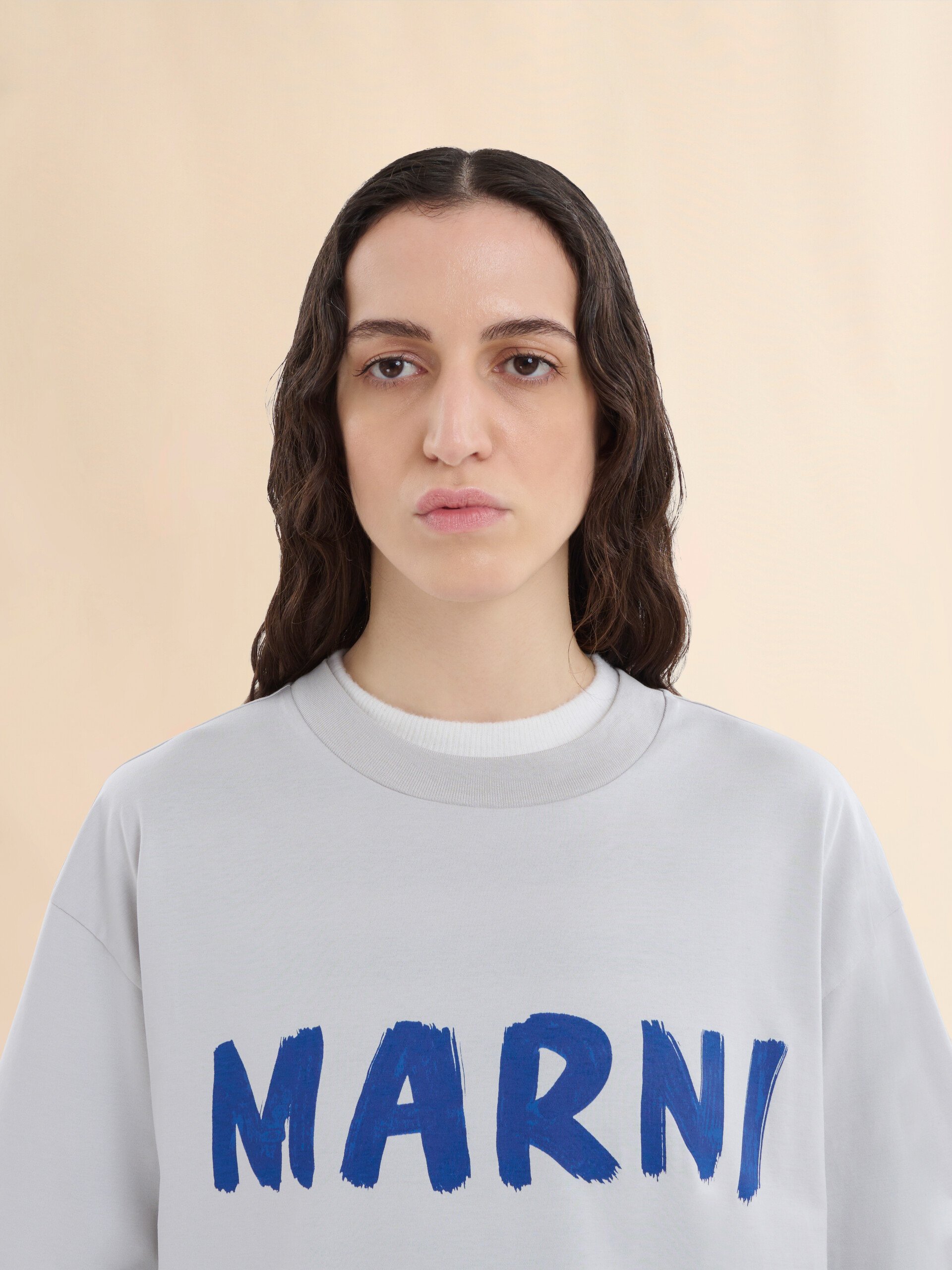 Blue organic cotton T-shirt with logo - T-shirts - Image 4