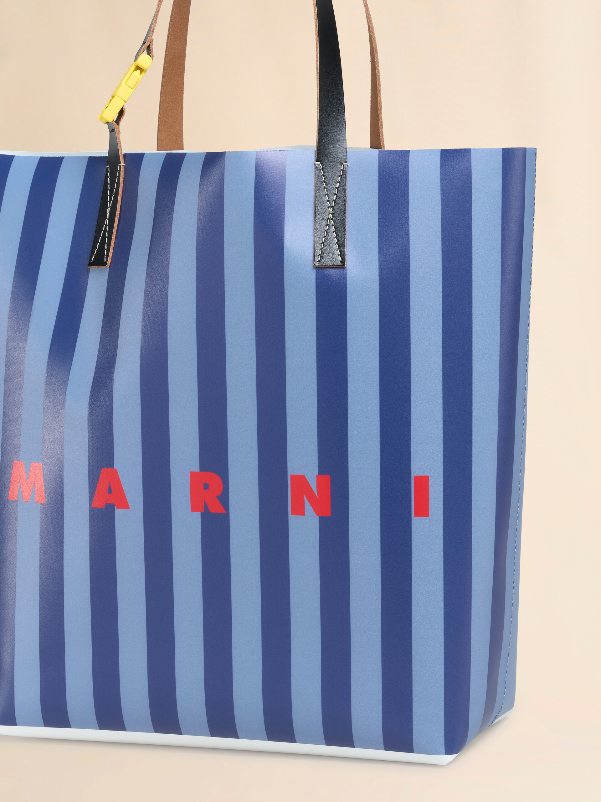 Blue striped Tribeca shopping bag with Marni logo - Shopping Bags - Image 4
