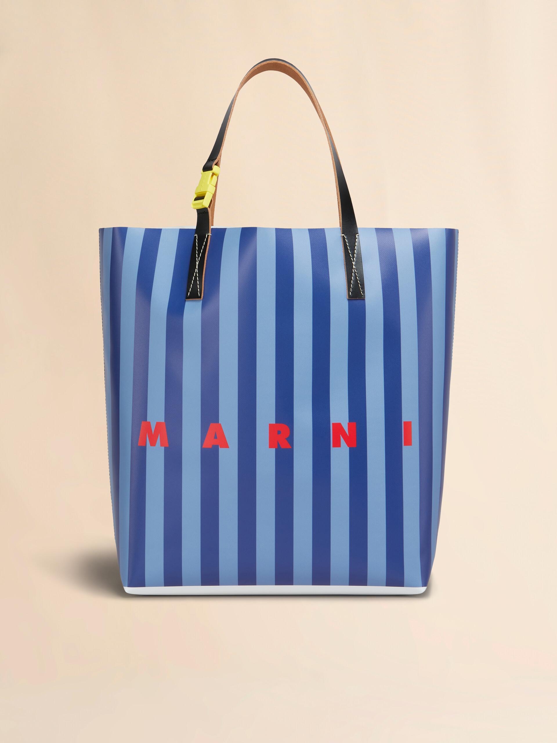 Blue striped Tribeca shopping bag with Marni logo - Shopping Bags - Image 1
