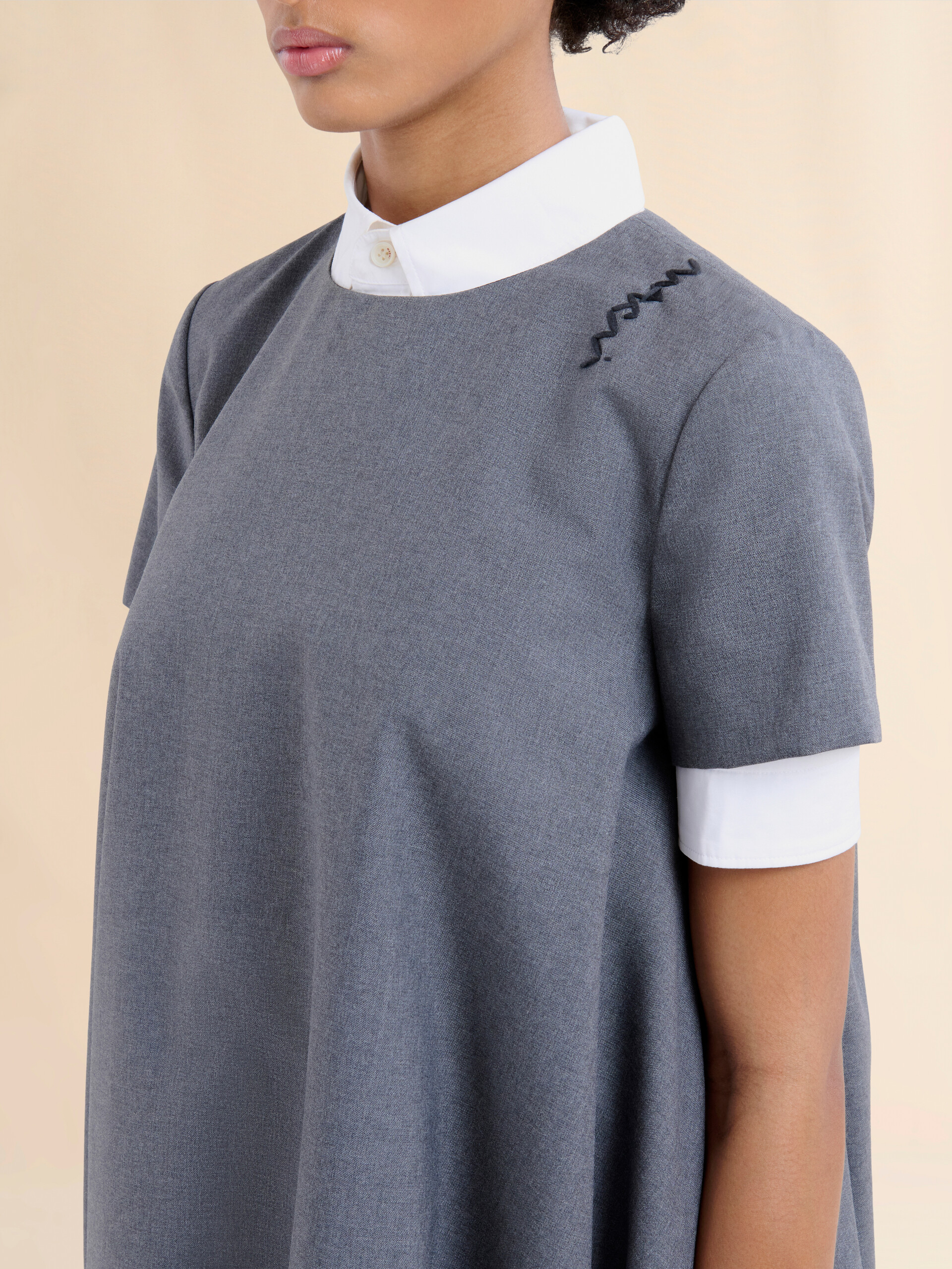 Short grey wool dress with Marni Symbol - Dresses - Image 4