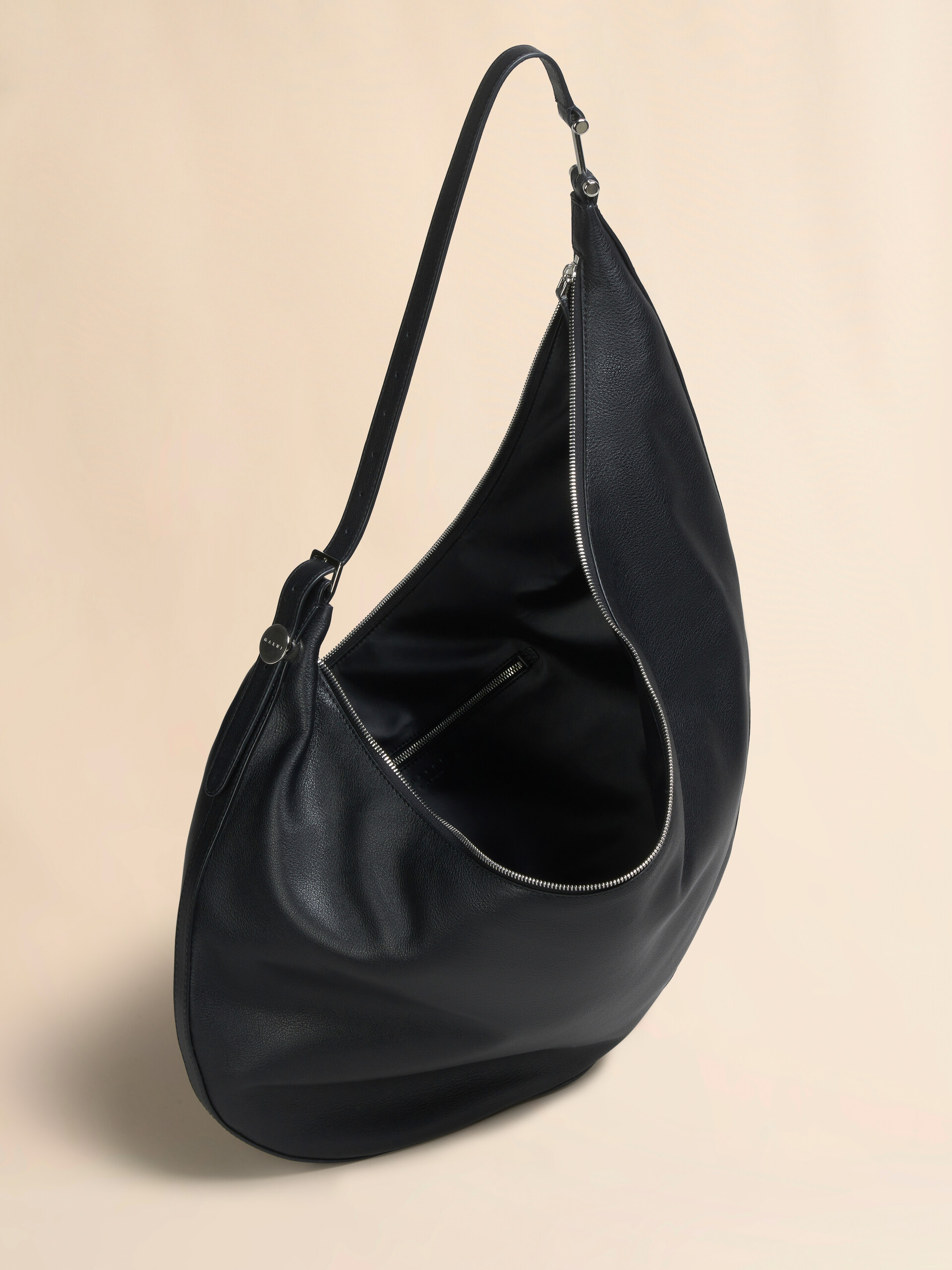 Black leather Dot medium hobo bag - Shoulder Bags - Image 4