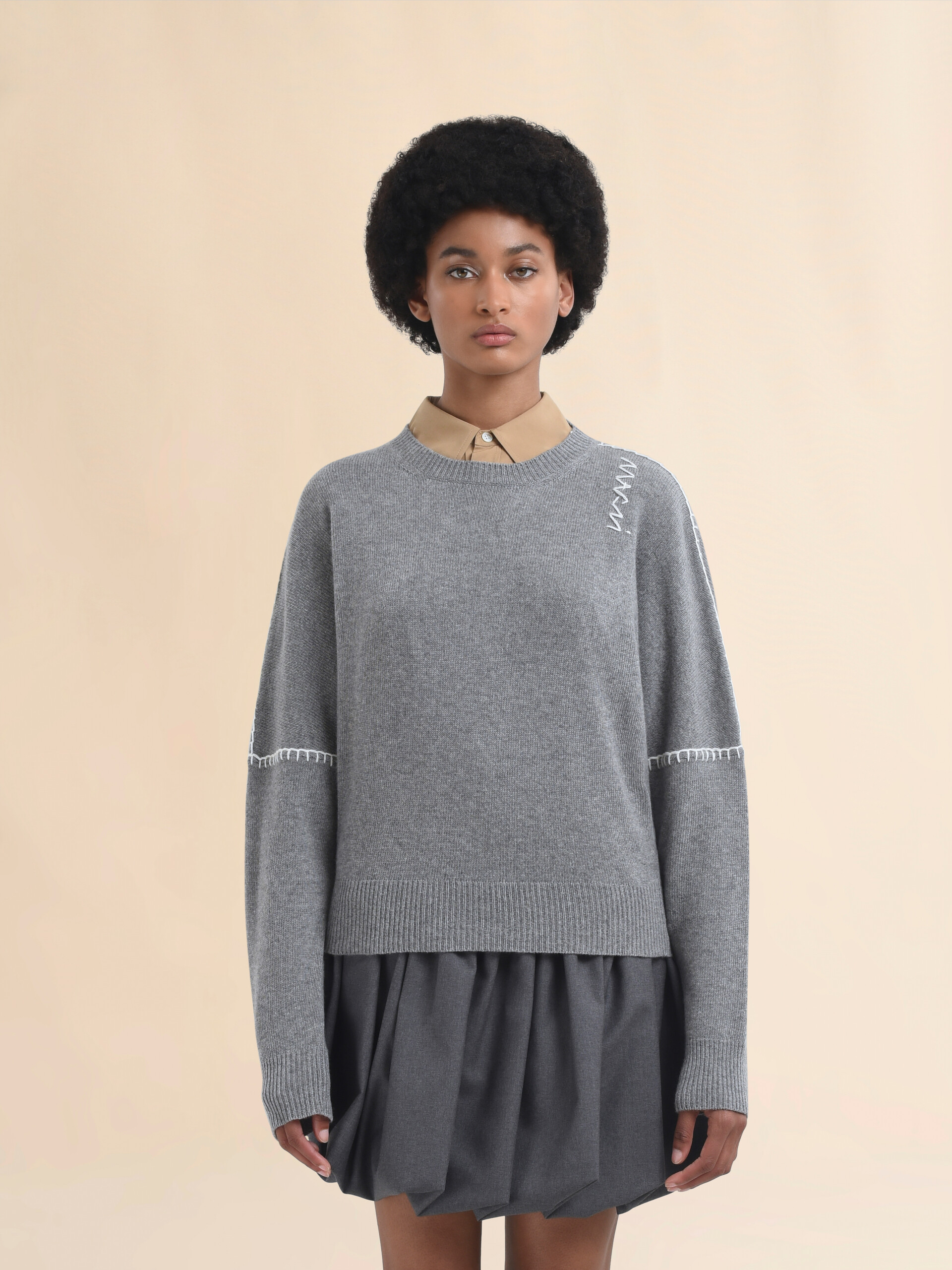 Light pink wool and cashmere crew neck jumper with Marni Symbol - Pullovers - Image 2