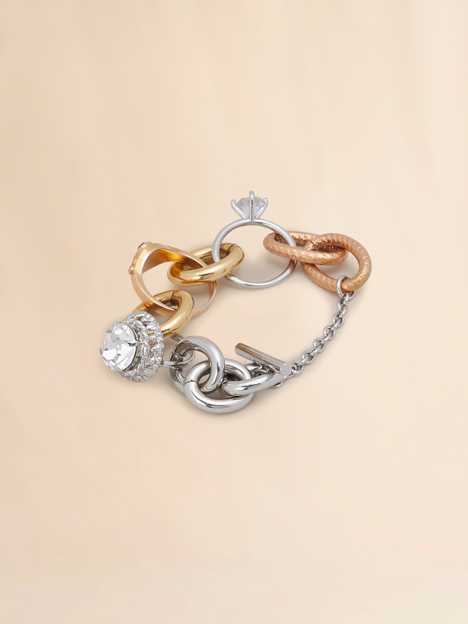 Mixed link chain bracelet with jewelled rings - Bracelets - Image 2